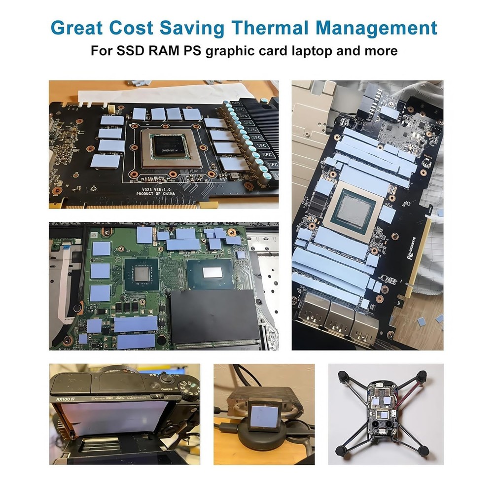 High Performance Silicone Thermal Pads - 12 Mixed Sizes for Efficient Cooling