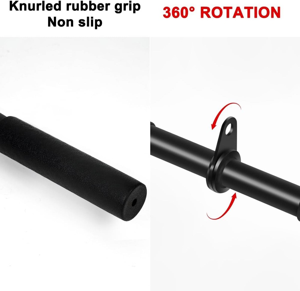 Pulldown Straight Bar Rotating Steel with Rubber Grips LAT Pull Down Handle