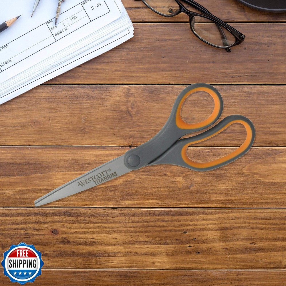 Westcott 8-Inch Titanium Bonded Straight Scissors, Soft Handle, G