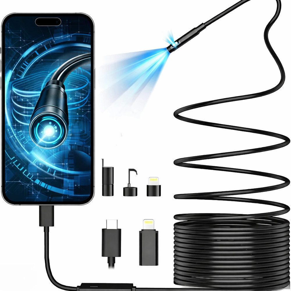 IRONSCOP™ 1920P HD Endoscope Camera, 16.4ft Semi-Rigid, IP67, iOS & Android