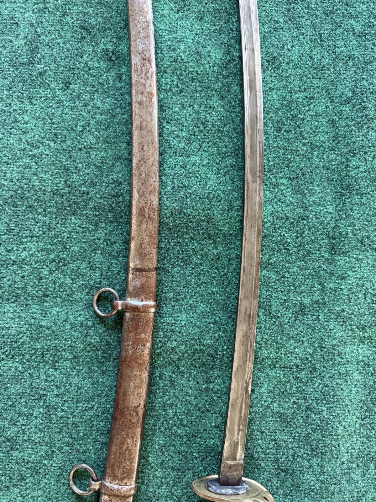 US CIVIL WAR CAVALRY SWORD WITH SCABBARD DATED 1862