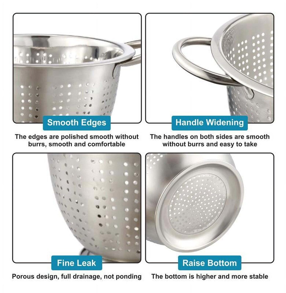 Mainstays SS 5QT Multi-Use Colander for Straining, Draining & Rinsing Pasta,