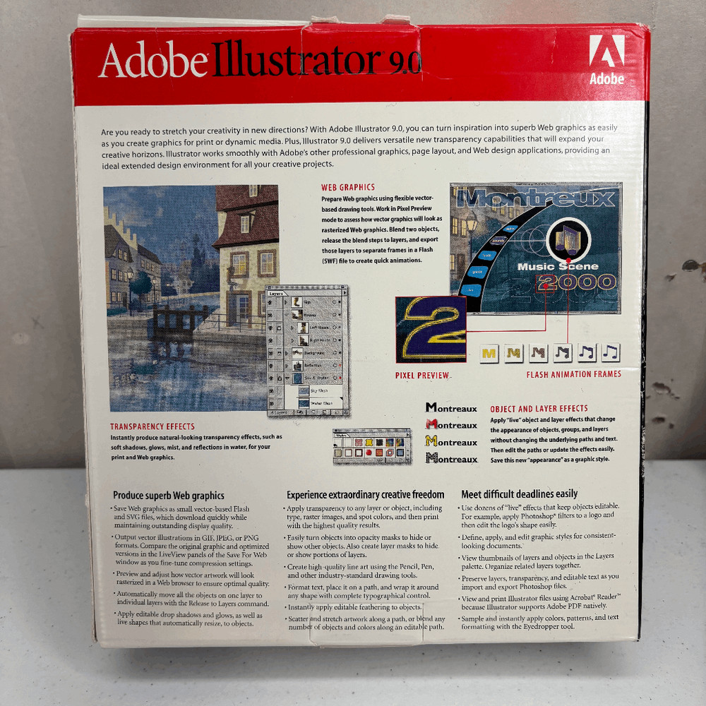 Adobe Illustrator 9.0 Upgrade Big Box Macintosh Mac User Guide + Serial Number