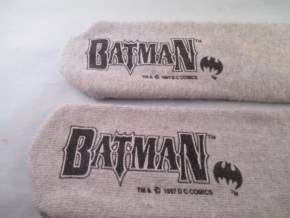 Vintage Batman socks 1997 DC Comics bat logos Grey