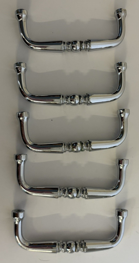5 Chrome Silver Cabinet Drawer Pulls with Hardware 3" Center to Center