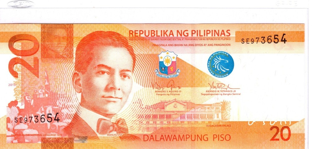 Philippines 20 Piso 2013 P 206 UNC SE973654