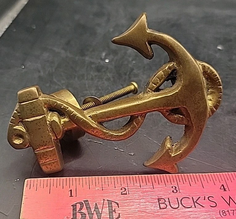 Vintage Solid Brass Ships Anchor w/ Rope Door Knocker