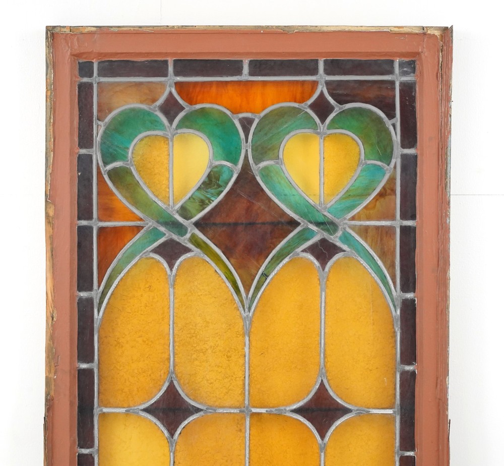 1900s Rectangular Leaded Stained Glass Church Window - R290696