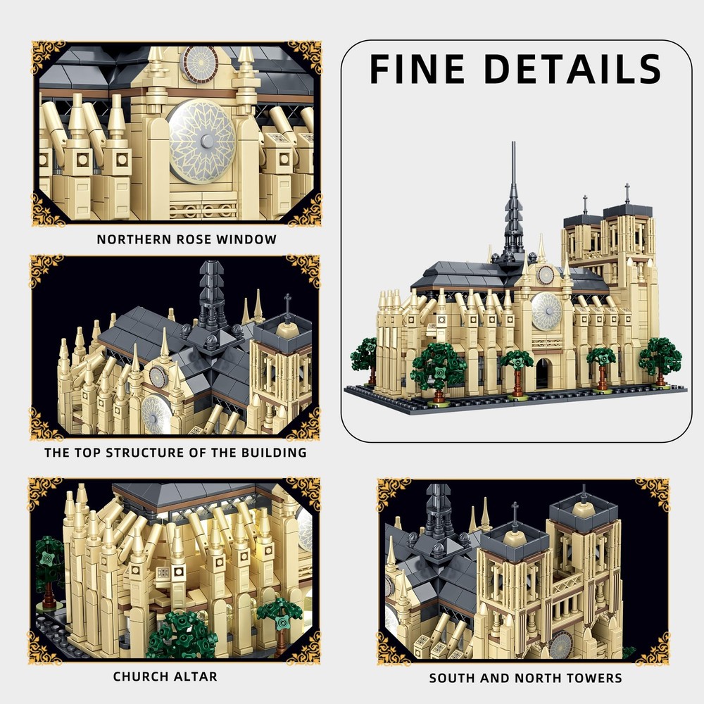 Micro Building Blocks Notre Dame - Architectural Model Cathedral Mini Block B...