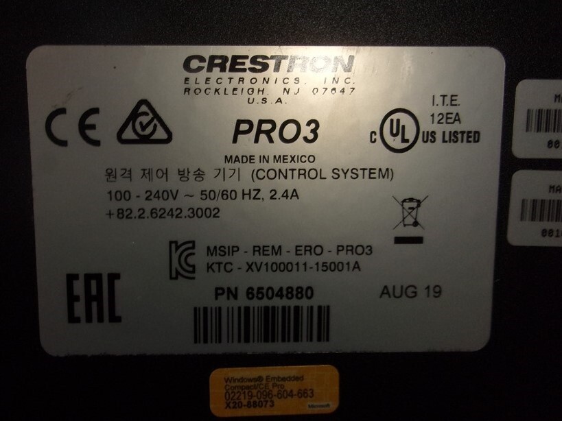 Crestron PRO3 6504880 Control System Processor