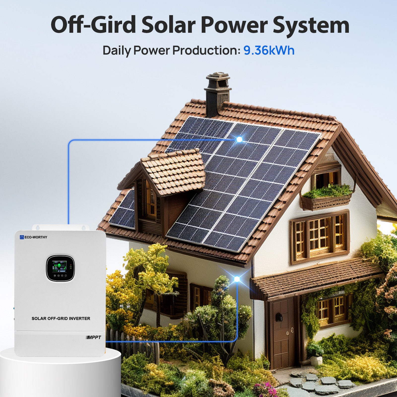 ECO-WORTHY 10KW Output 9.36KWH Off Grid Solar System Complete Kit for Home