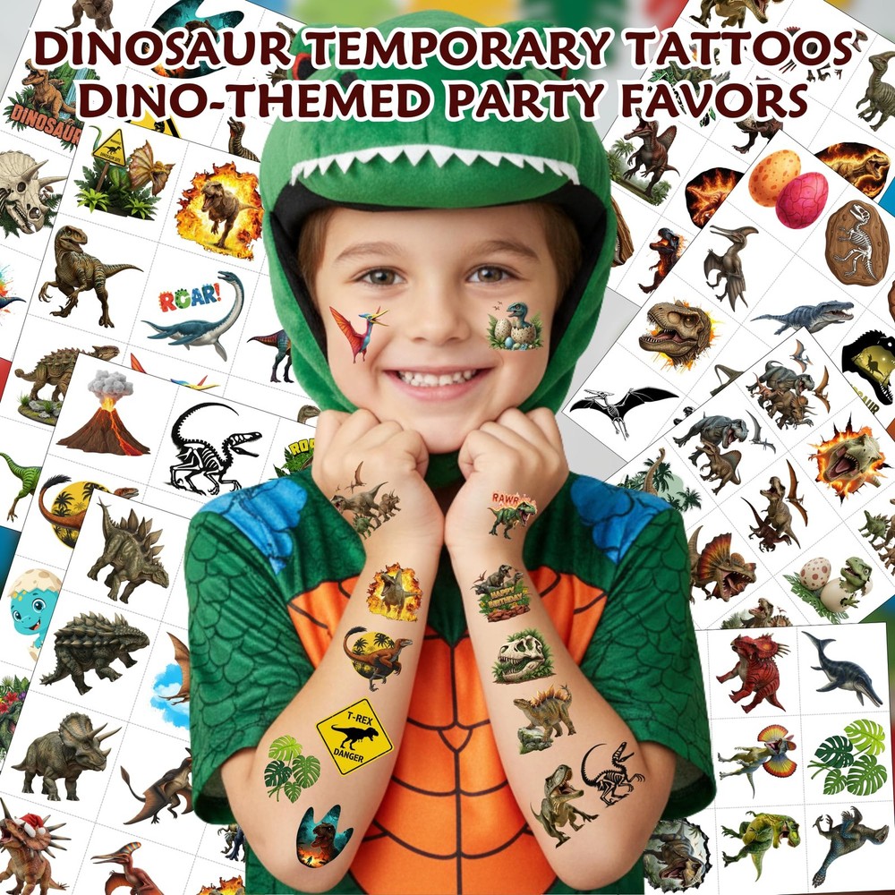 96PCS Dinosaur Temporary Tattoos Stickers - Medium,