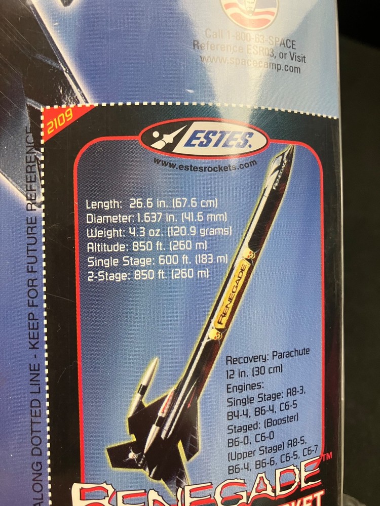 OOP Estes Renegade #2109 Flying Model Rocket Kit - Sealed