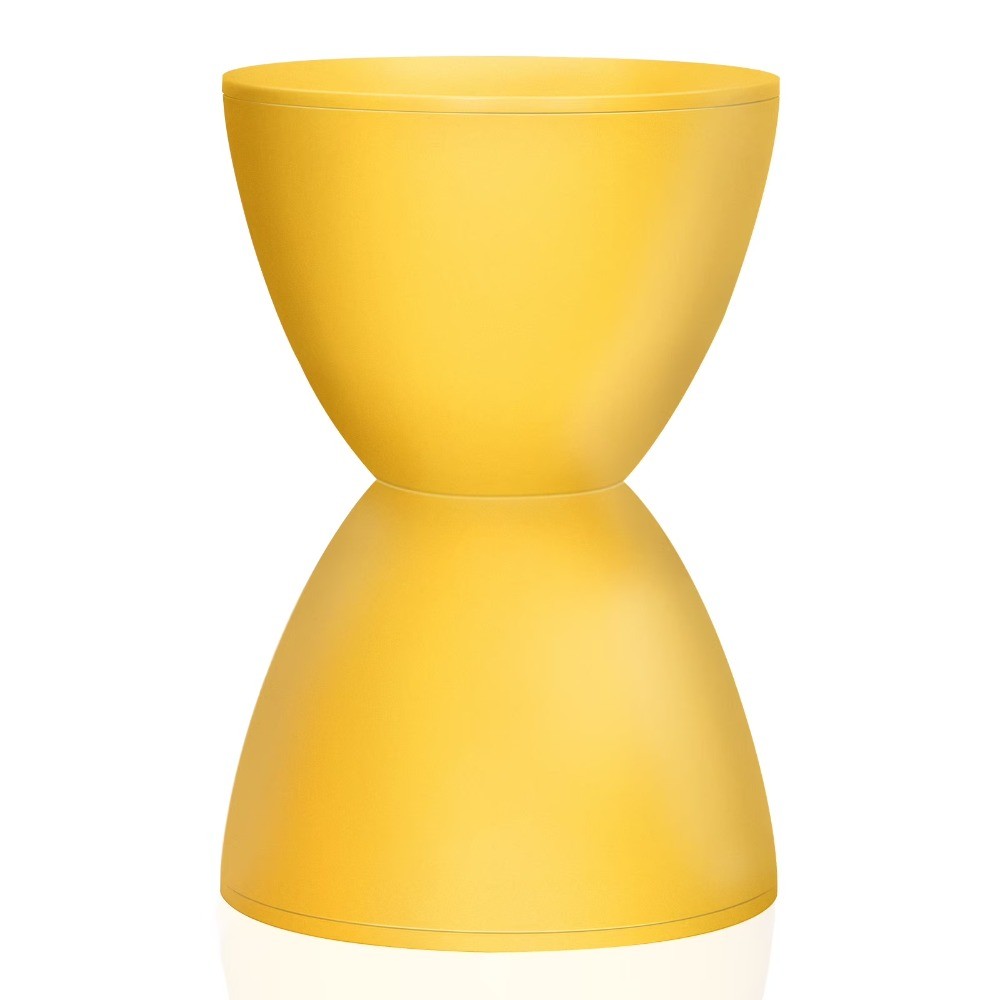 Hourglass Side Table Bedroom Nightstand, Yellow