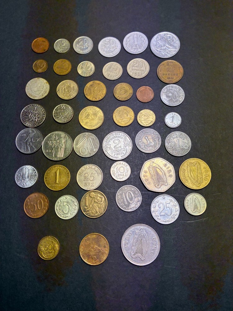 45 DIFFERENT FOREIGN COINS