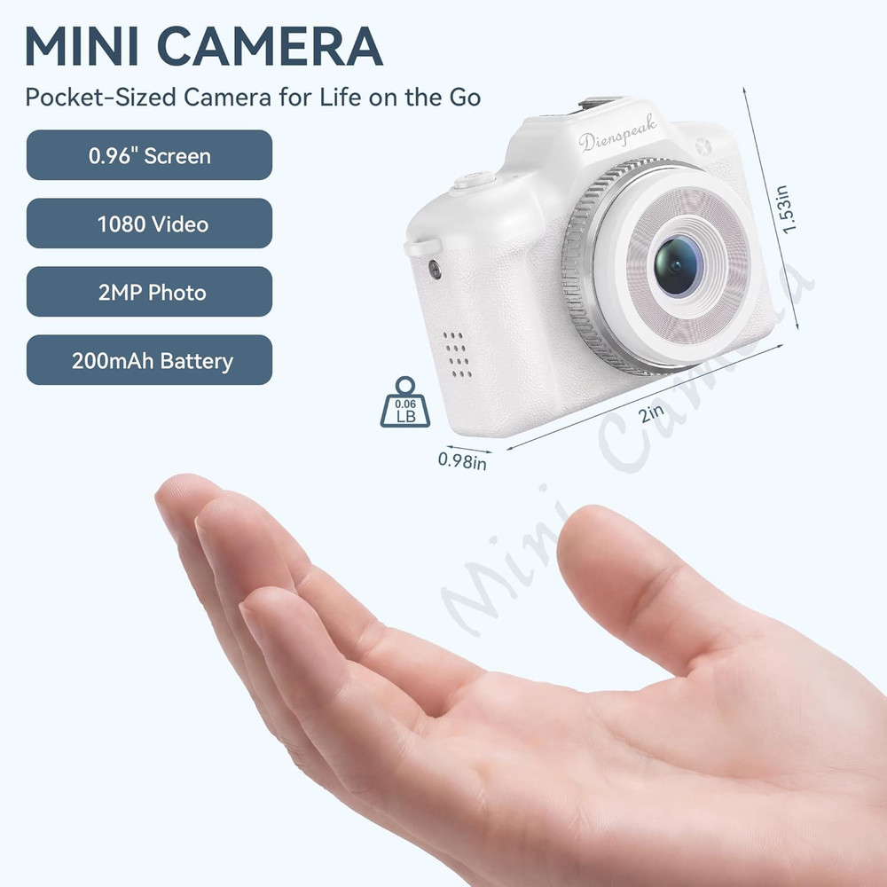 Tiny Digital Camera, Vintage Mini Keychain Camera for Teens & Beginners, Cute Po