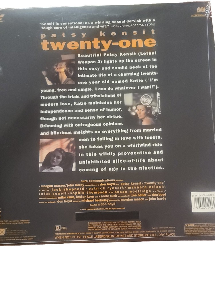 Twenty-One Laserdisc Patsy Kensit 1991 NEW SEALED MINT