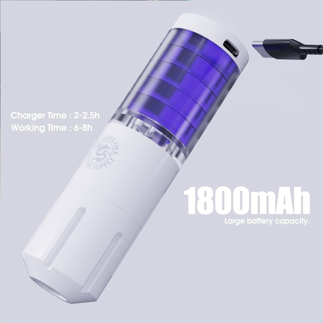 Dragonhawk Tattoo Kit Rotary Cordless S1 Plus Pen Gun Machine 10Pcs Cartridges