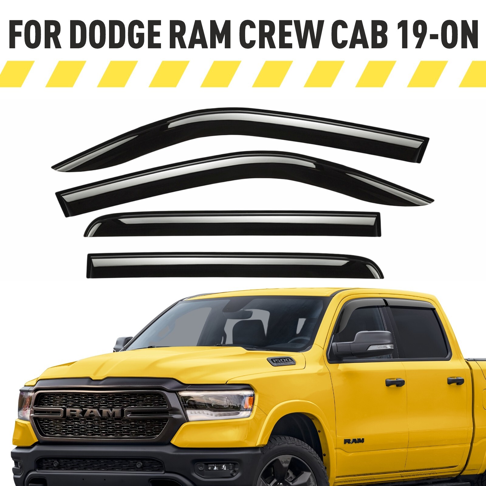 Rain Guards Vent Visors Shade for 2019-2024 Dodge Ram Crew Cab