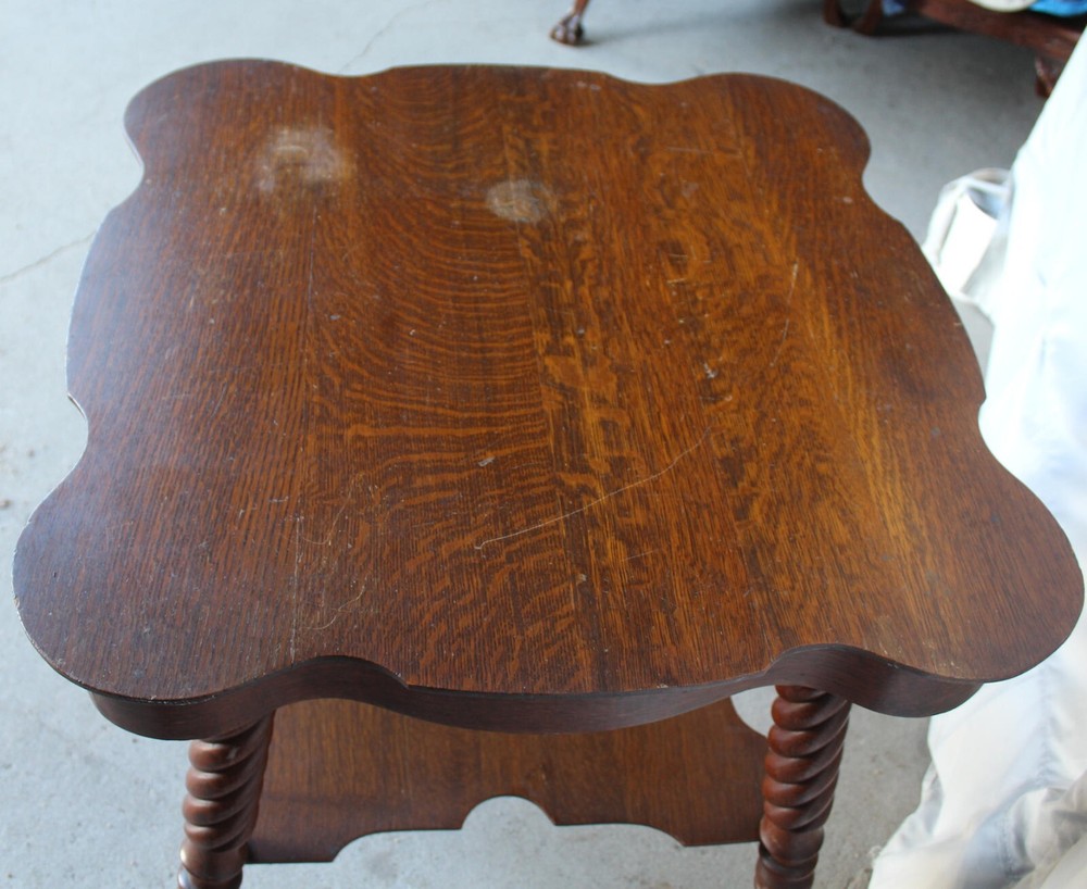 Antique Claw Glass Ball Oak Lamp Table