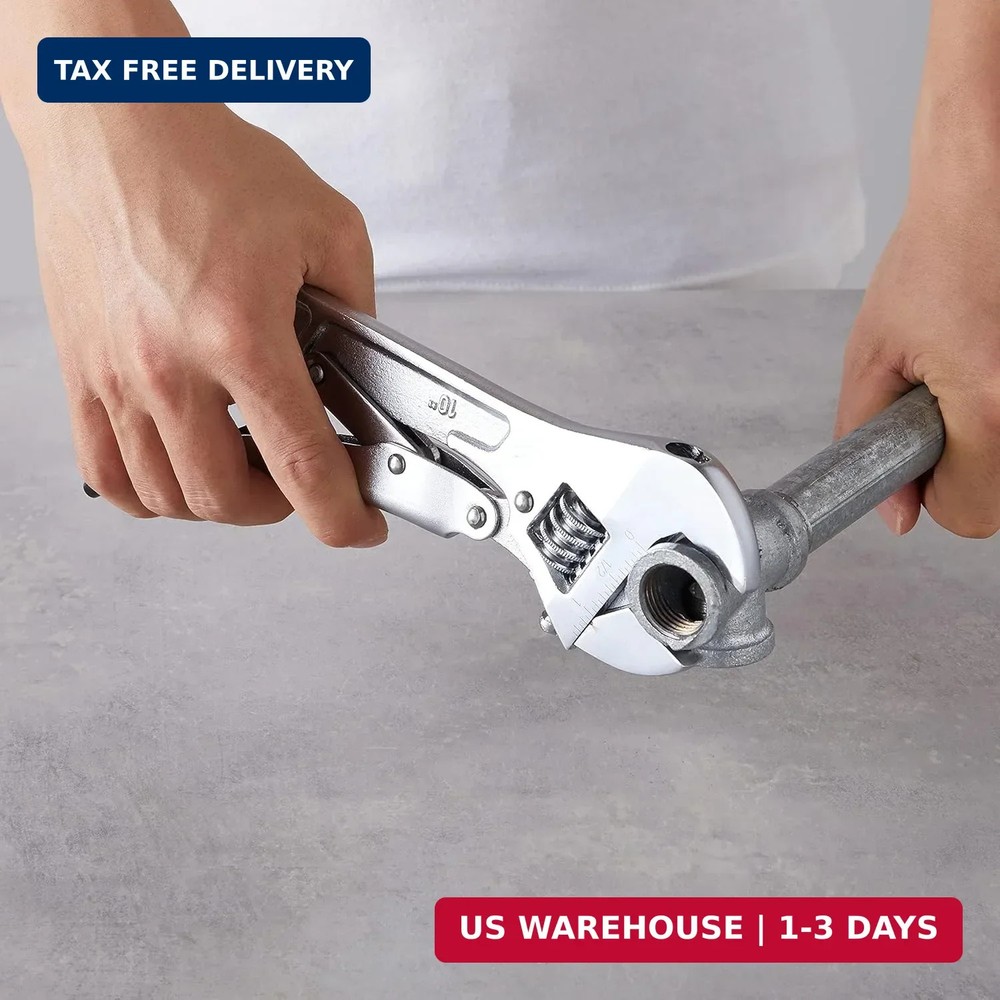 10 inch Locking Adjustable Wrench, Precision Machined, Rust Resistant