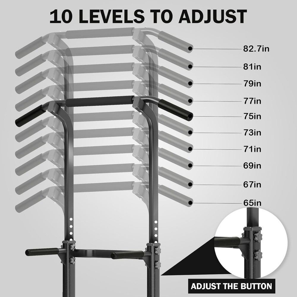 Adjustable Height Power Tower Dip Station Pull up Bar Home Exercise Gym Workout