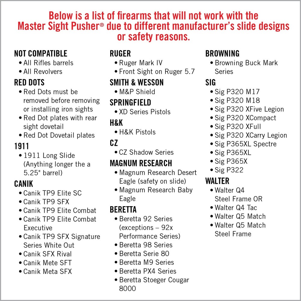 Real Avid Master Sight Pusher | Front and Rear Sight Pusher Tool for Handguns