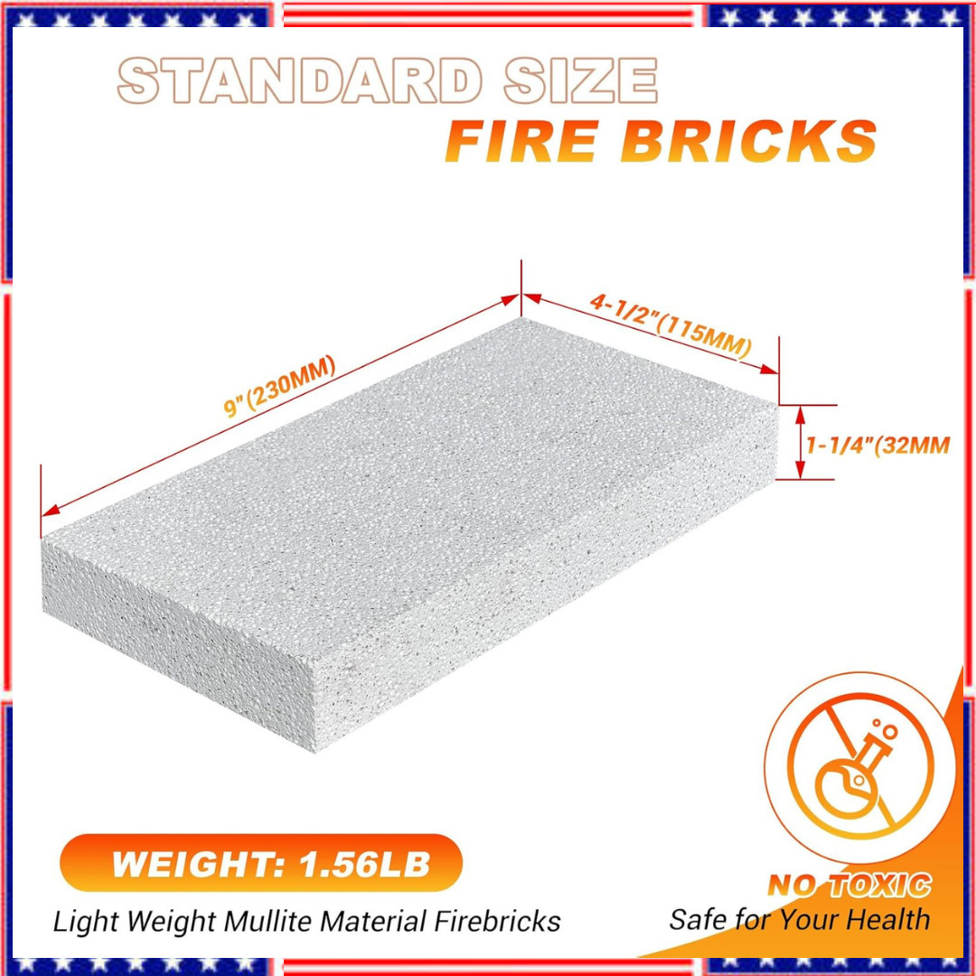 12 Pack Fire Bricks High Temp Insulated Firebrick for Wood Stove Fireplace