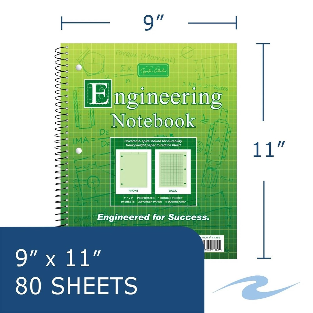Roaring Spring Engineering Wirebound Spiral Notebook 8.5"x11" 80 Sheets