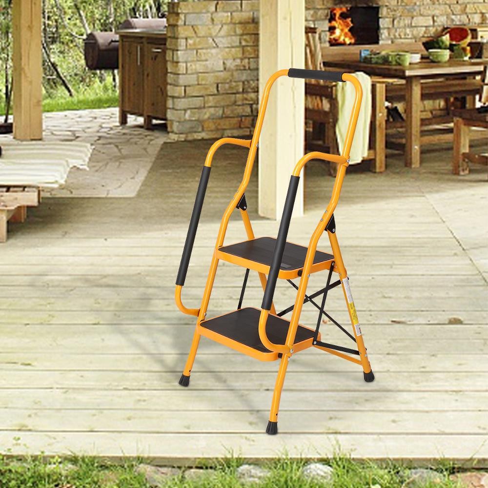New 2 Step Lightweight Ladder Platform Foldable Stool 330lbs Load Saving Space