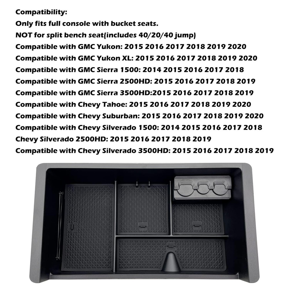 JOJOMARK Center Console Organizer Tray Compatible with 2014-2018 GMC Black