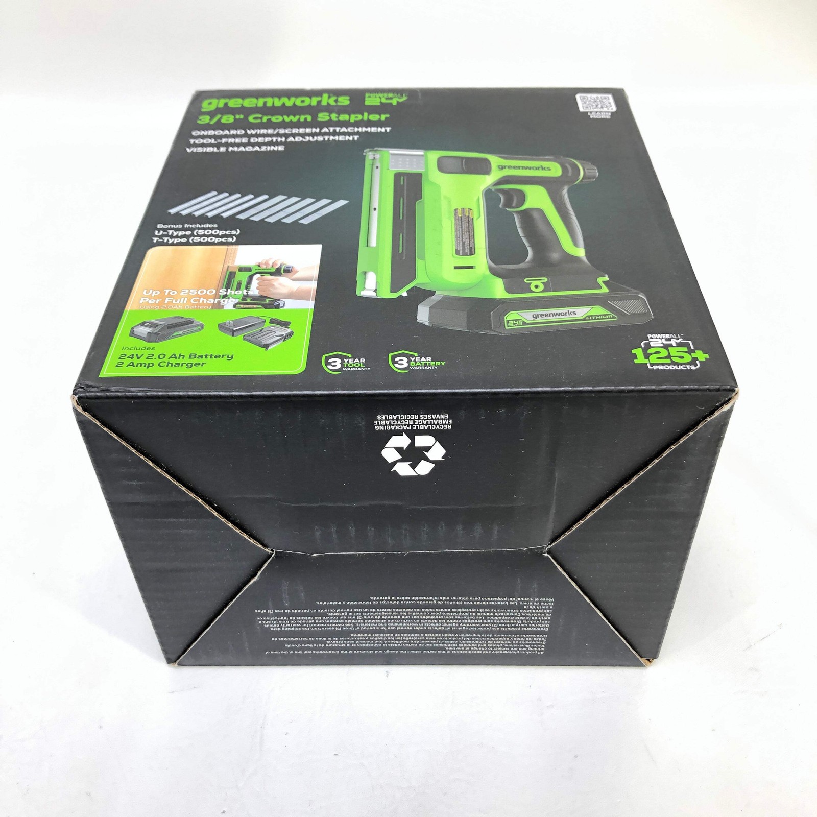New Greenworks STG309 24V 3/8 Crown Stapler