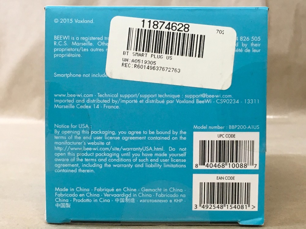 BeeWi Bluetooth Smart Plug BBP200A1US Socket Outlet IOS ANDROID ✅❤️️✅❤️️ NEW