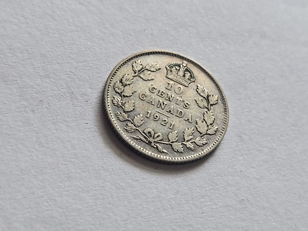 1921 Canada Silver 10 Cent F Fine Condition #902