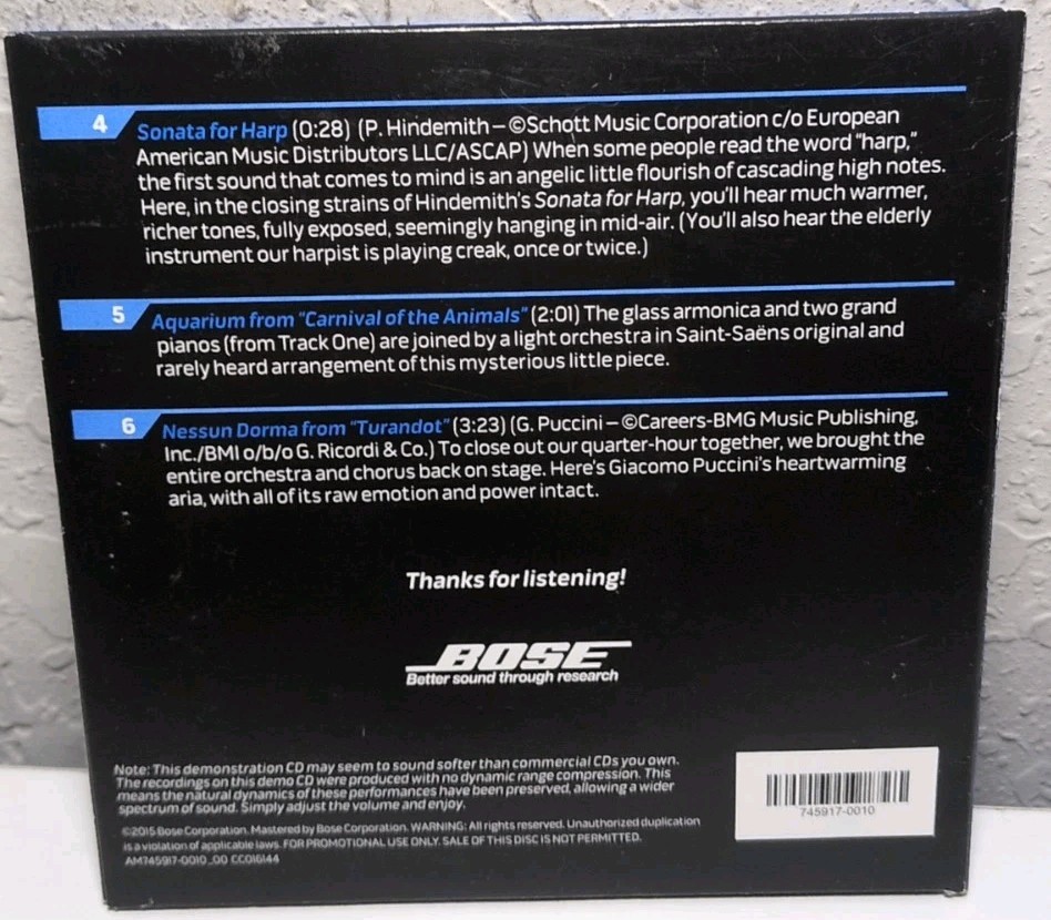 Bose Wave Soundtouch Demonstration CD Only B112