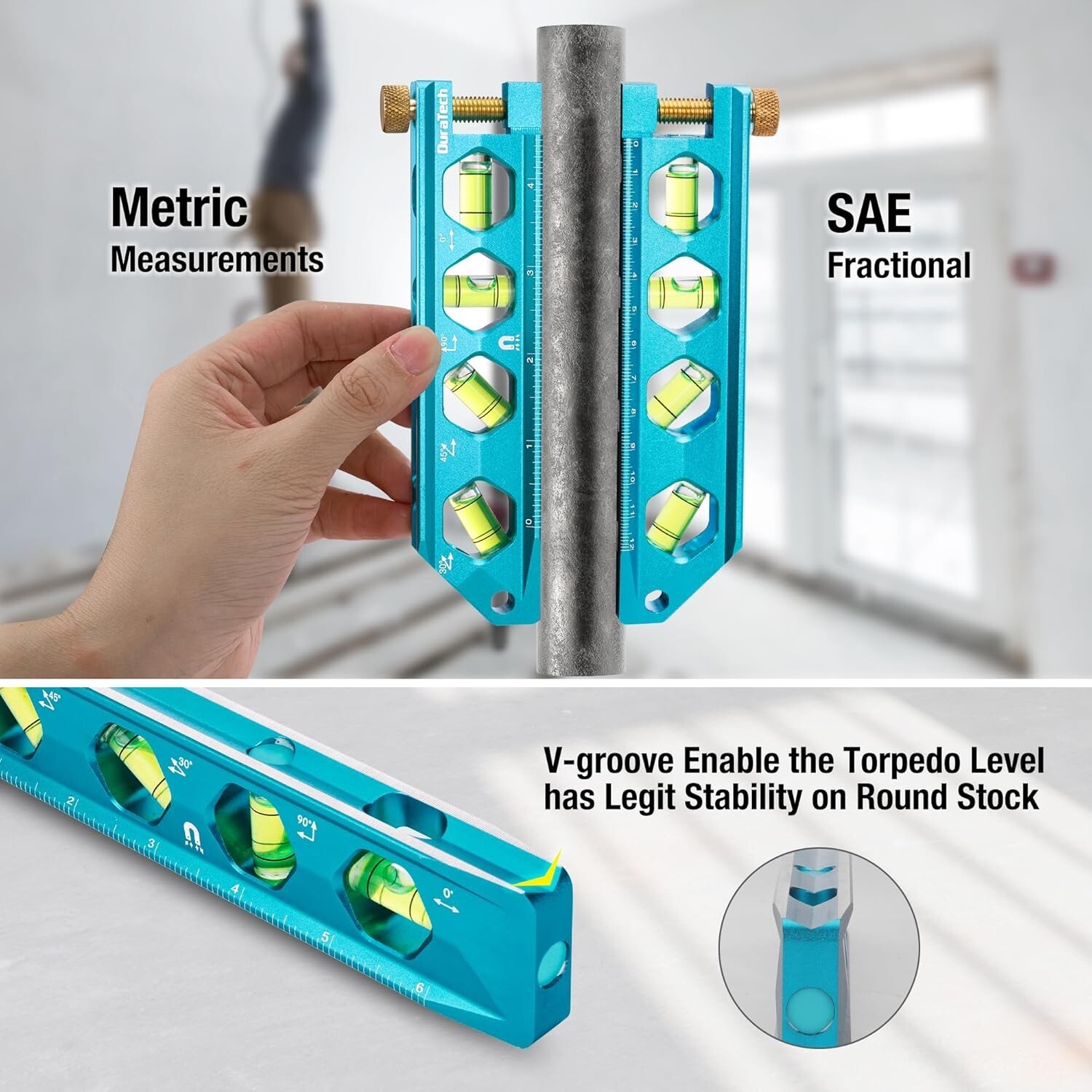 DURATECH 3-Piece Level Tool Set, Magnetic Torpedo Level Included 2.5", 6.25", 8"