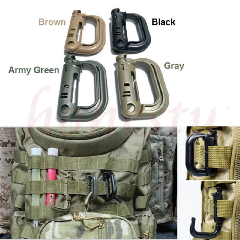 2/5pcs Shackle Carabiner D-ring Clip Molle Webbing Backpack Buckle Snap Locks