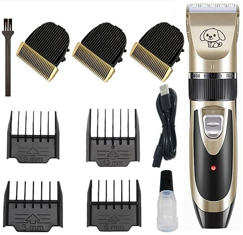 Dog Cat Pet Grooming Kit Rechargeable Cordless Electric Hair Clipper Trimmer Set