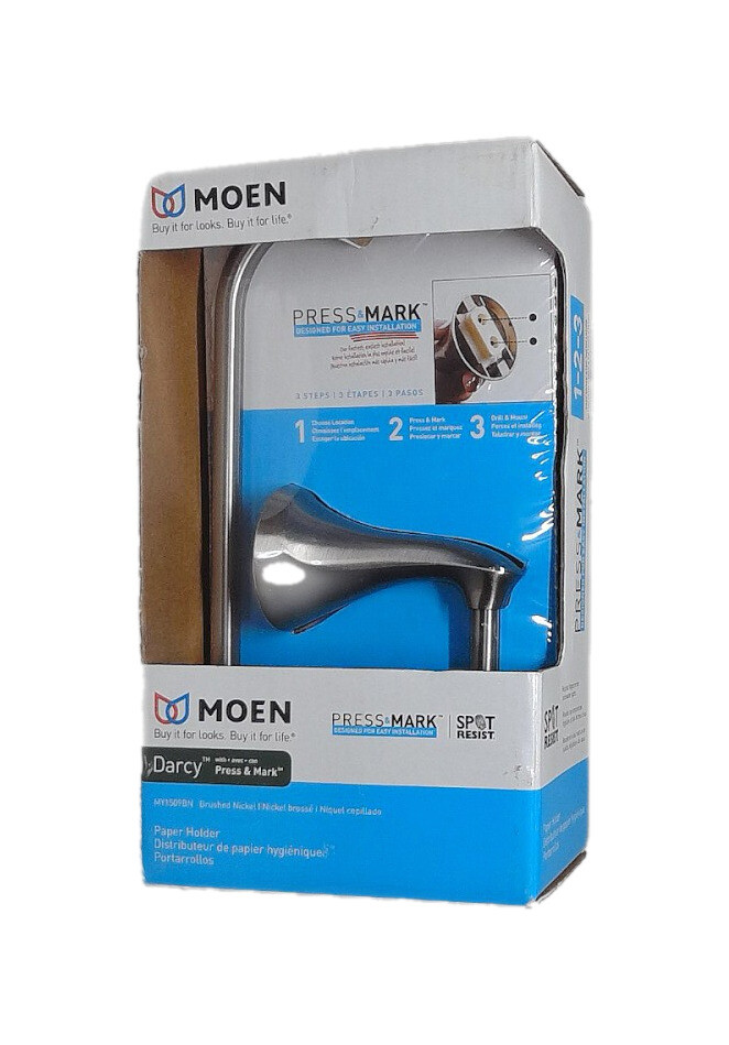 MOEN Darcy Single Post Toilet Paper Holder with Press and Mark in Brushed Nickel