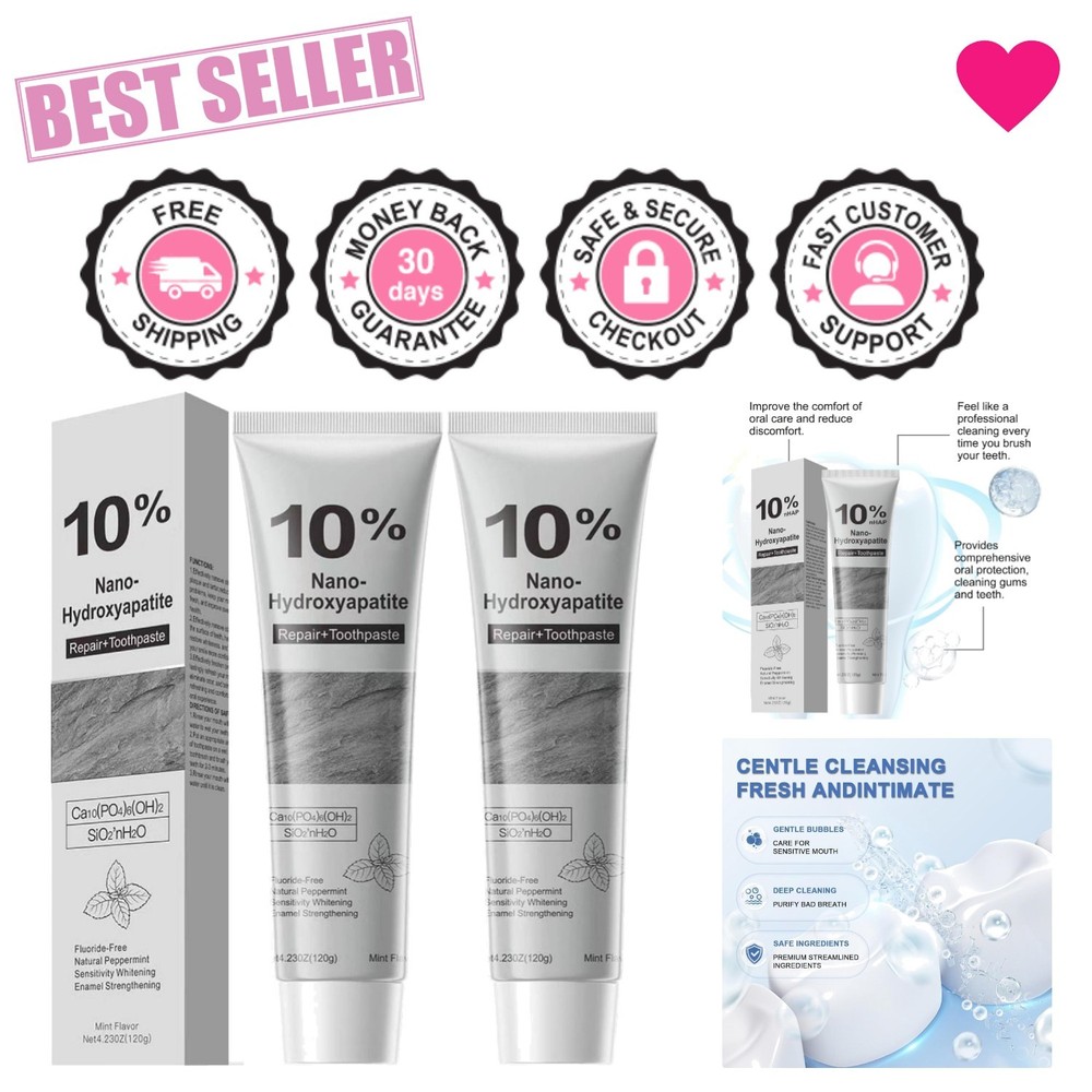 Fluoride-Free Hydroxyapatite Solution: 2PCS Enamel Care for Sensitive Teeth