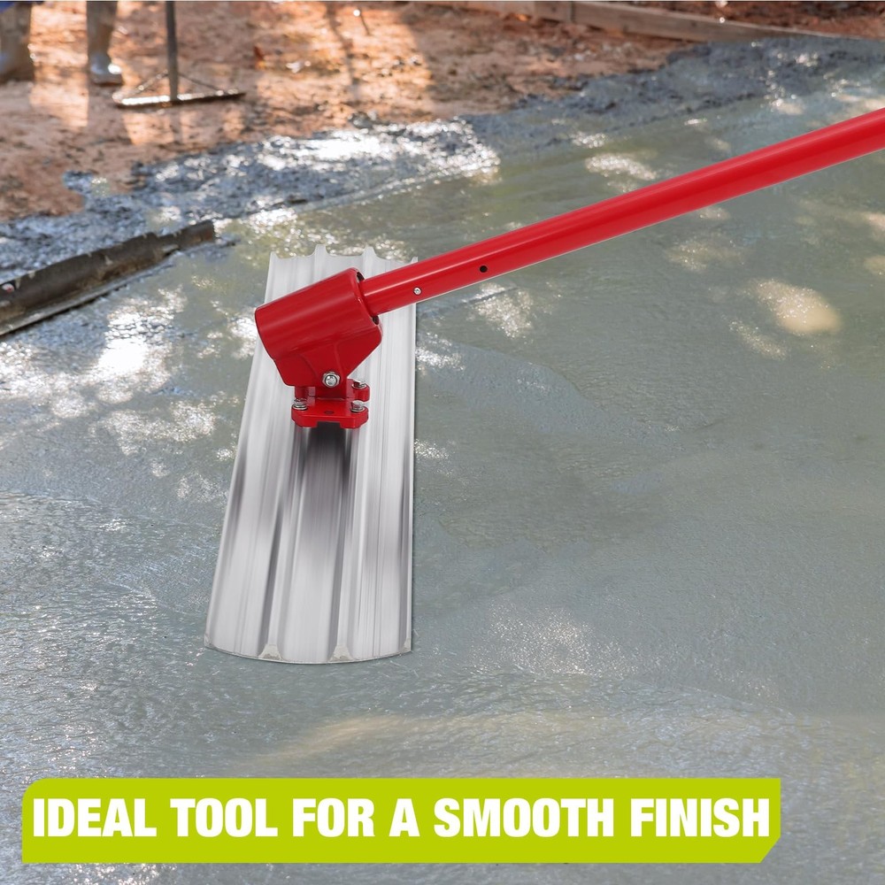 46"x8" Bull Float Magnesium Concrete Float Tool w/ 4 Extendable Handle Round End