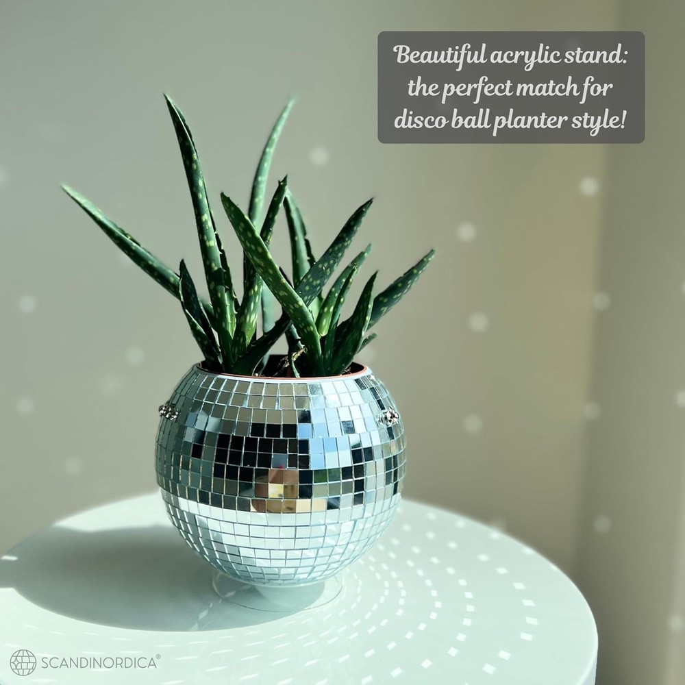 Disco Ball Planter with Macrame Hanger & Self-Watering Insert