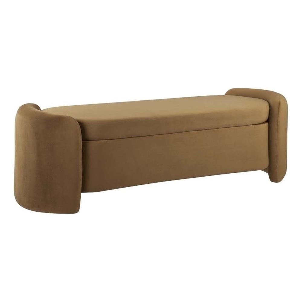 Modway Nebula Upholstered Performance Velvet Bench in Cognac Brown