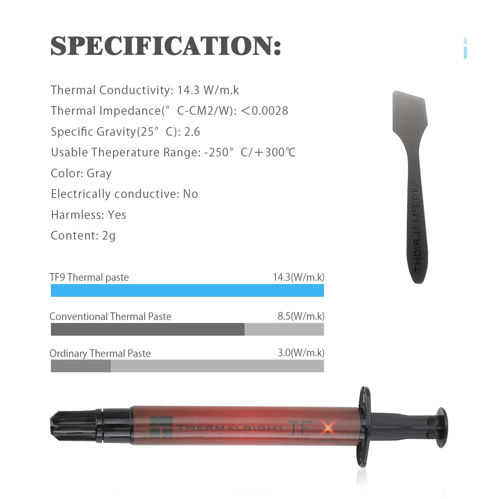 TFX 2G Extreme Performance Thermal Compound Paste 2 Grams, 14.3W/Mk, High Durabi