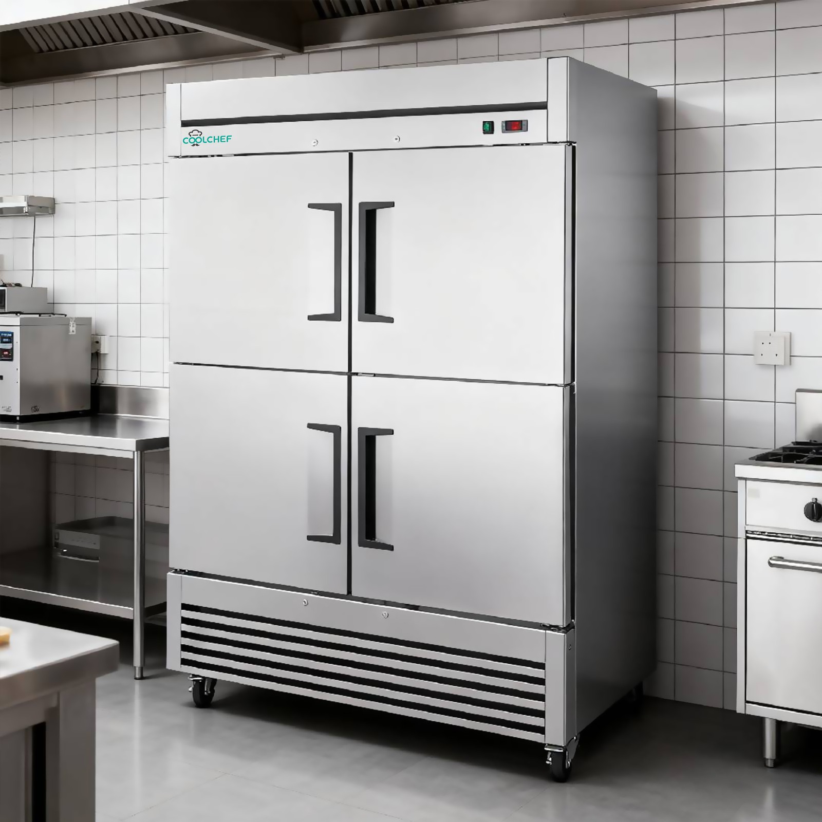 54"Commercial Freezer 49Cu.Ft 4 Door Stainless Steel -8~0℉ Air Cooling 6 Shelves