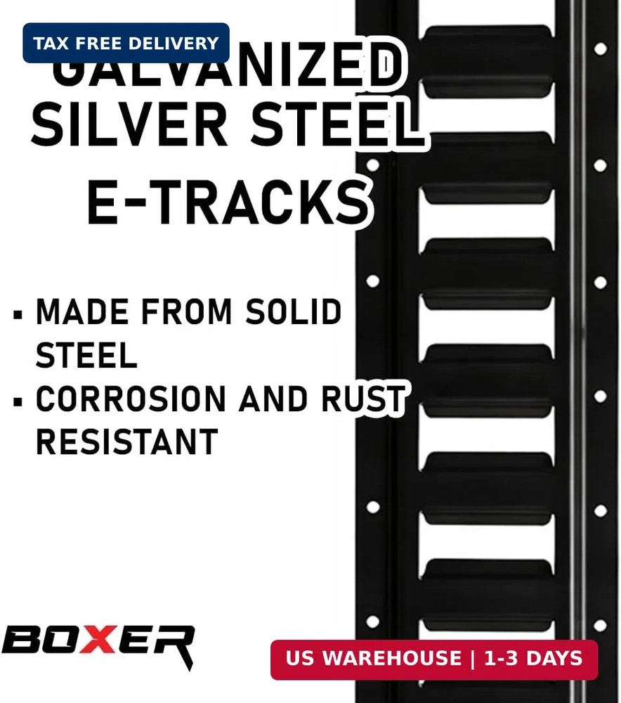 BoxerTool 2 Pack E-Tracks - 2 Feet Black Finish E Track Tie Down Rails for Cargo