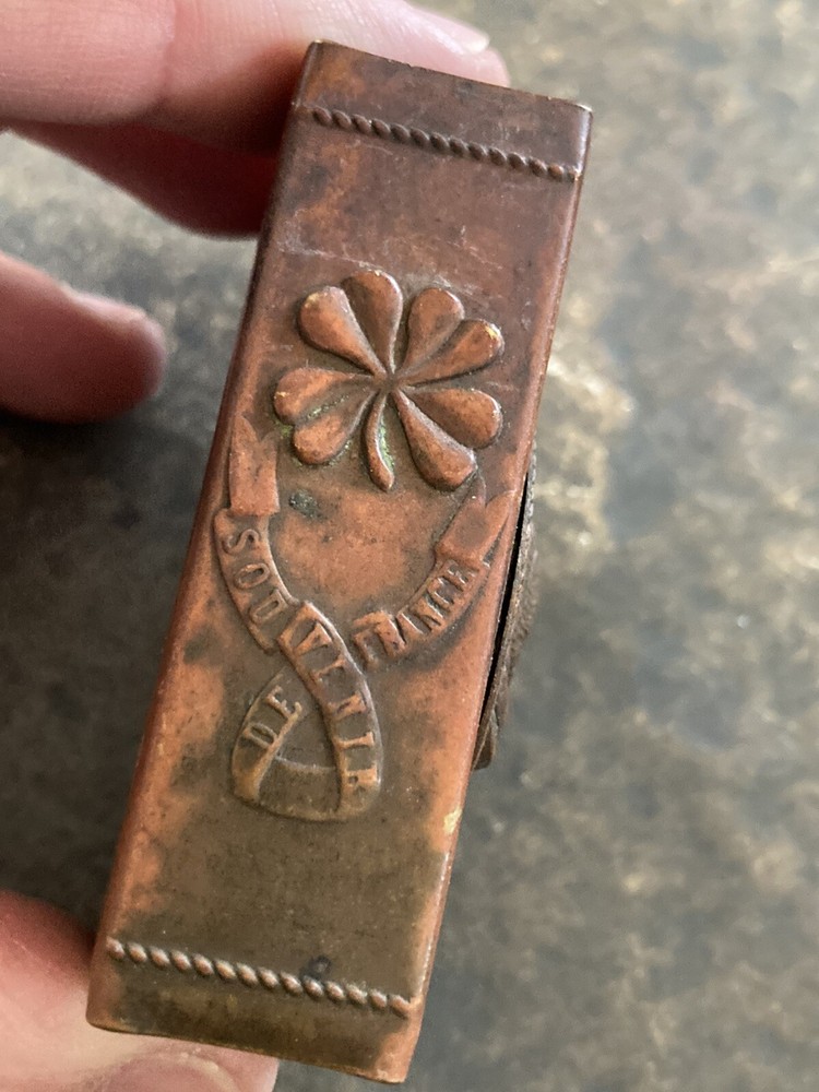 WWI German match safe, pickelhaube on front