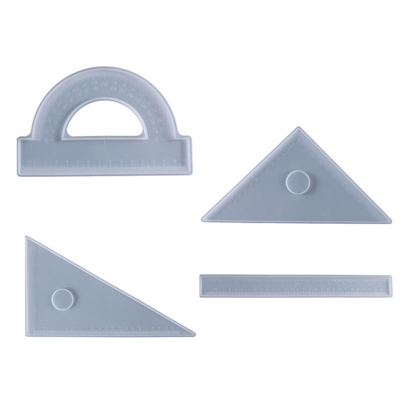 4 Types Ruler Resin Mold Stationery Straightedge Protractor Triangular Rule