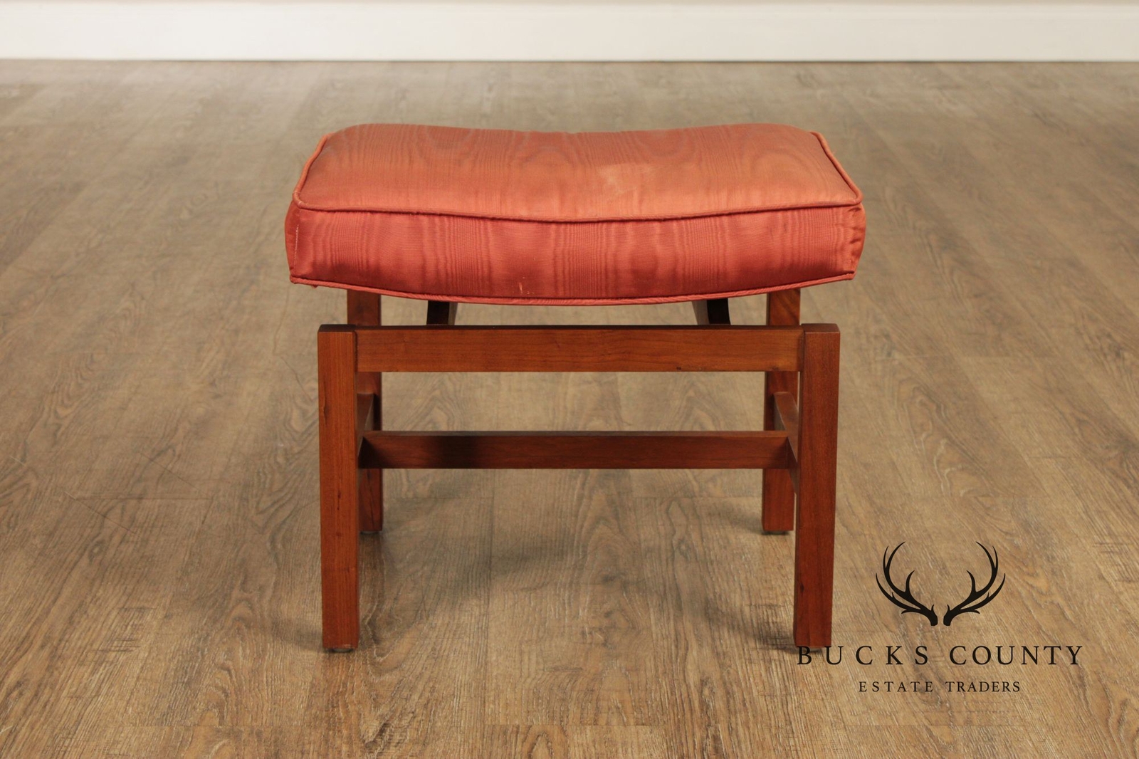 Jens Risom Mid Century Modern Pair Of Walnut Stools