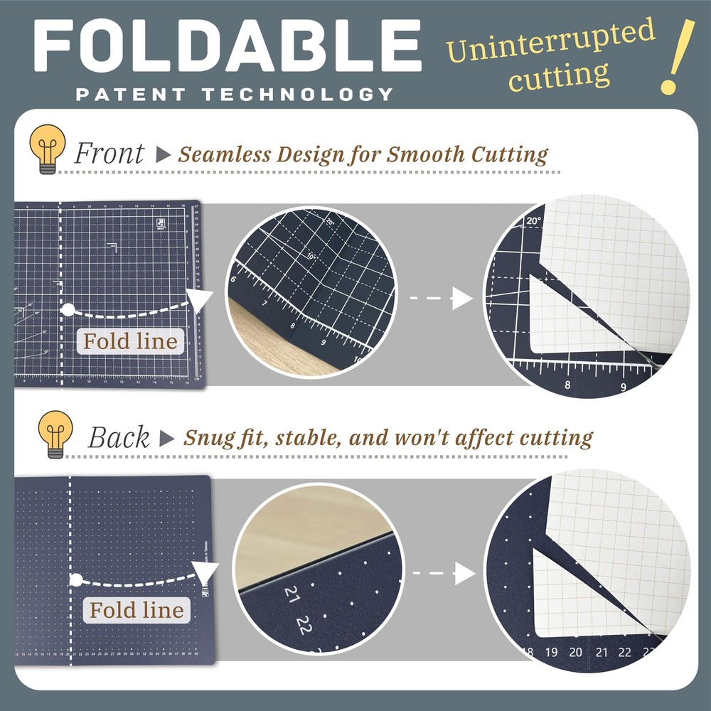Flip Cutting Mat Note A3 Inch Version 12x18 Foldable Grid Black Craft Board